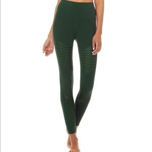 Alo forest green high waisted moto pants